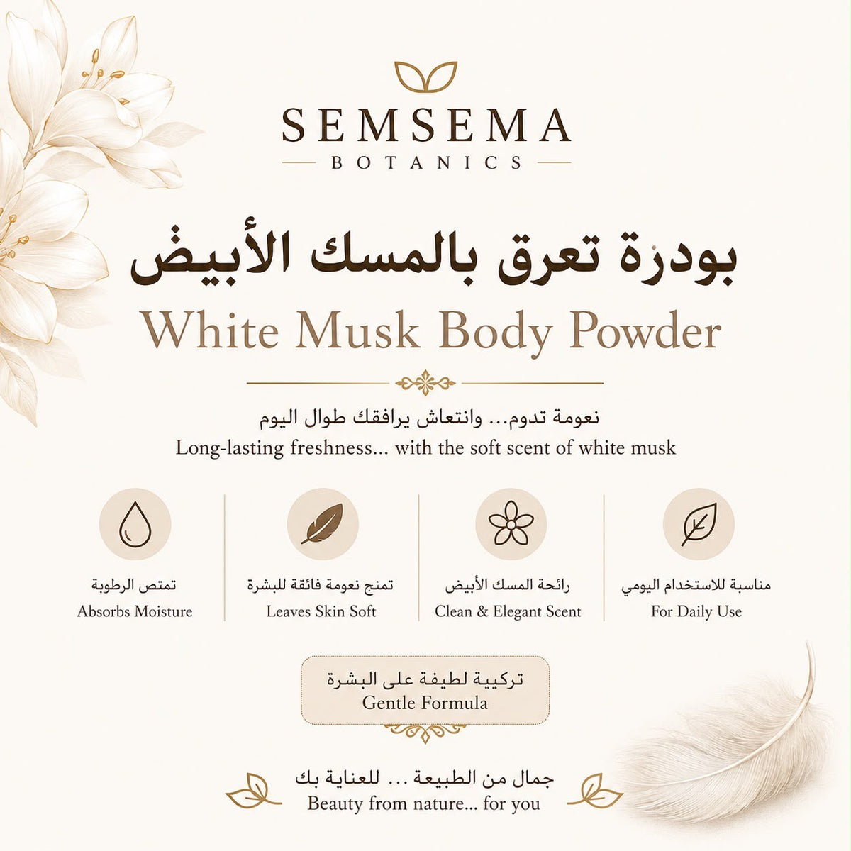 Deodorant powder, soft mask